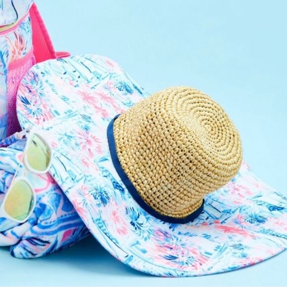 Lilly Pulitzer Beach Hat in Sea to Shining Sea Fireworks Tropical Summer - Picture 1 of 7